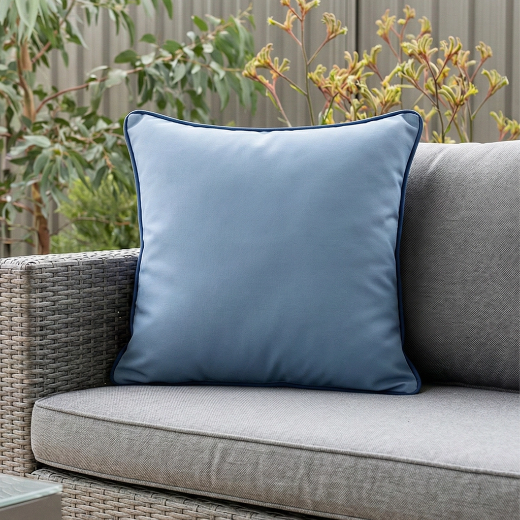 Mojo 45cm Solid Blue Cushion Cover With Pipe