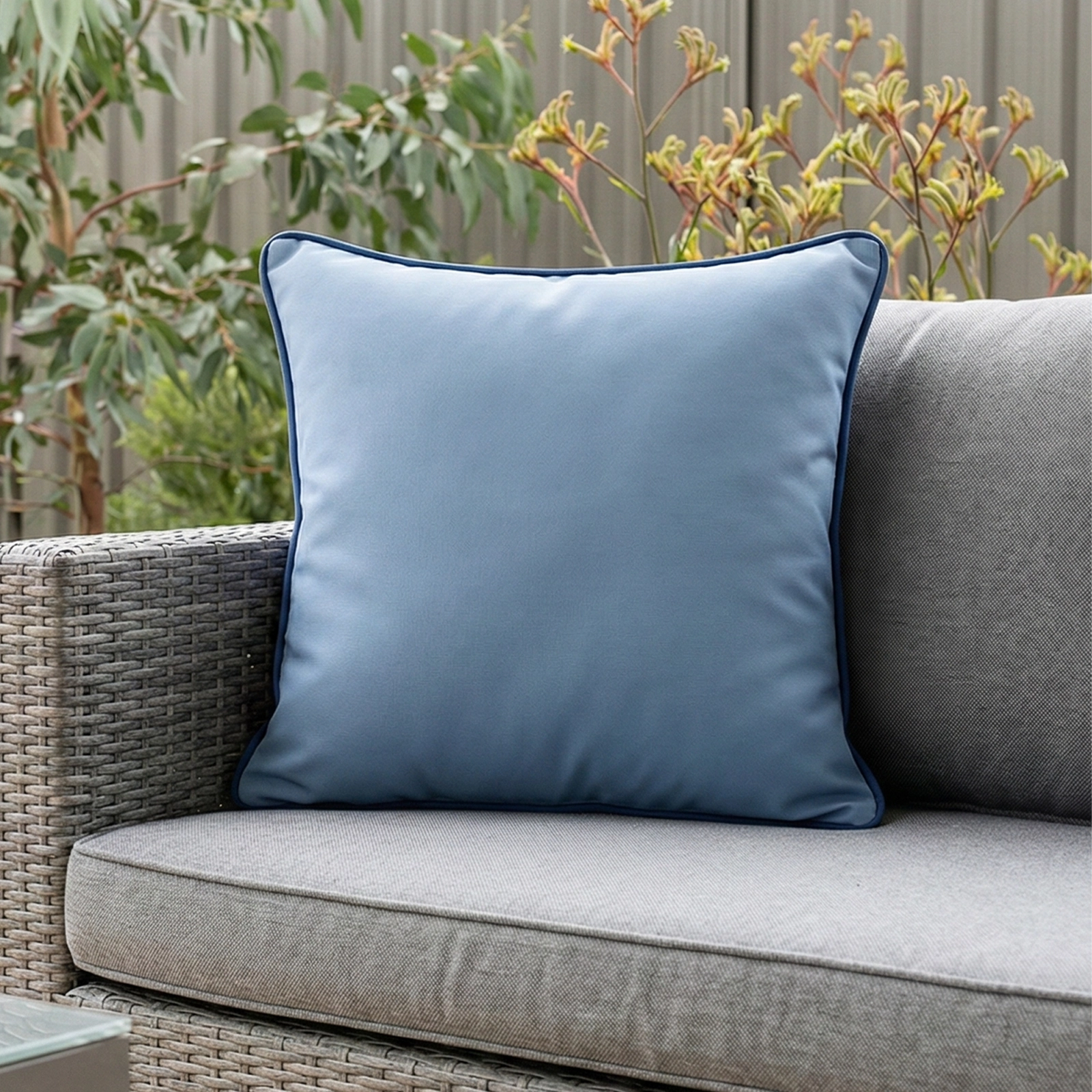 Mojo 45cm Solid Blue Cushion Cover With Pipe