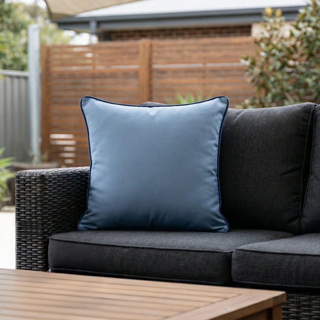 Mojo 45cm Solid Blue Cushion Cover With Pipe