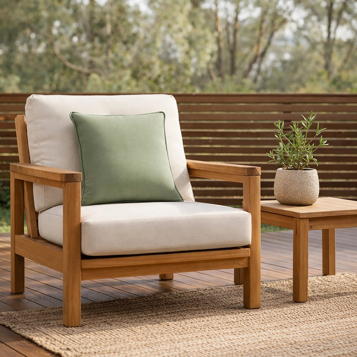 Mojo MJOC0382 45cm Solid Sage Cushion Cover with Pipe – calming piped solid sage green outdoor cushion cover