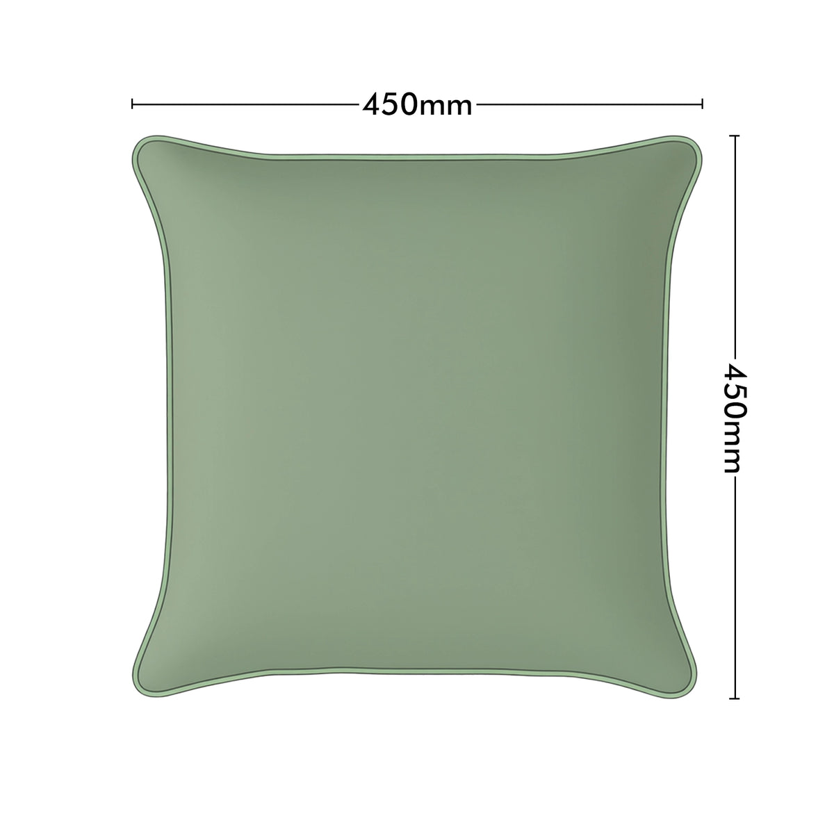 Mojo MJOC0382 45cm Solid Sage Cushion Cover with Pipe – calming piped solid sage green outdoor cushion cover