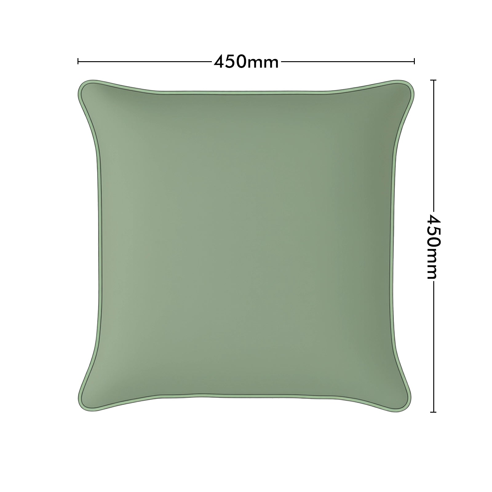 Mojo 45cm Solid Sage Cushion Cover with Pipe