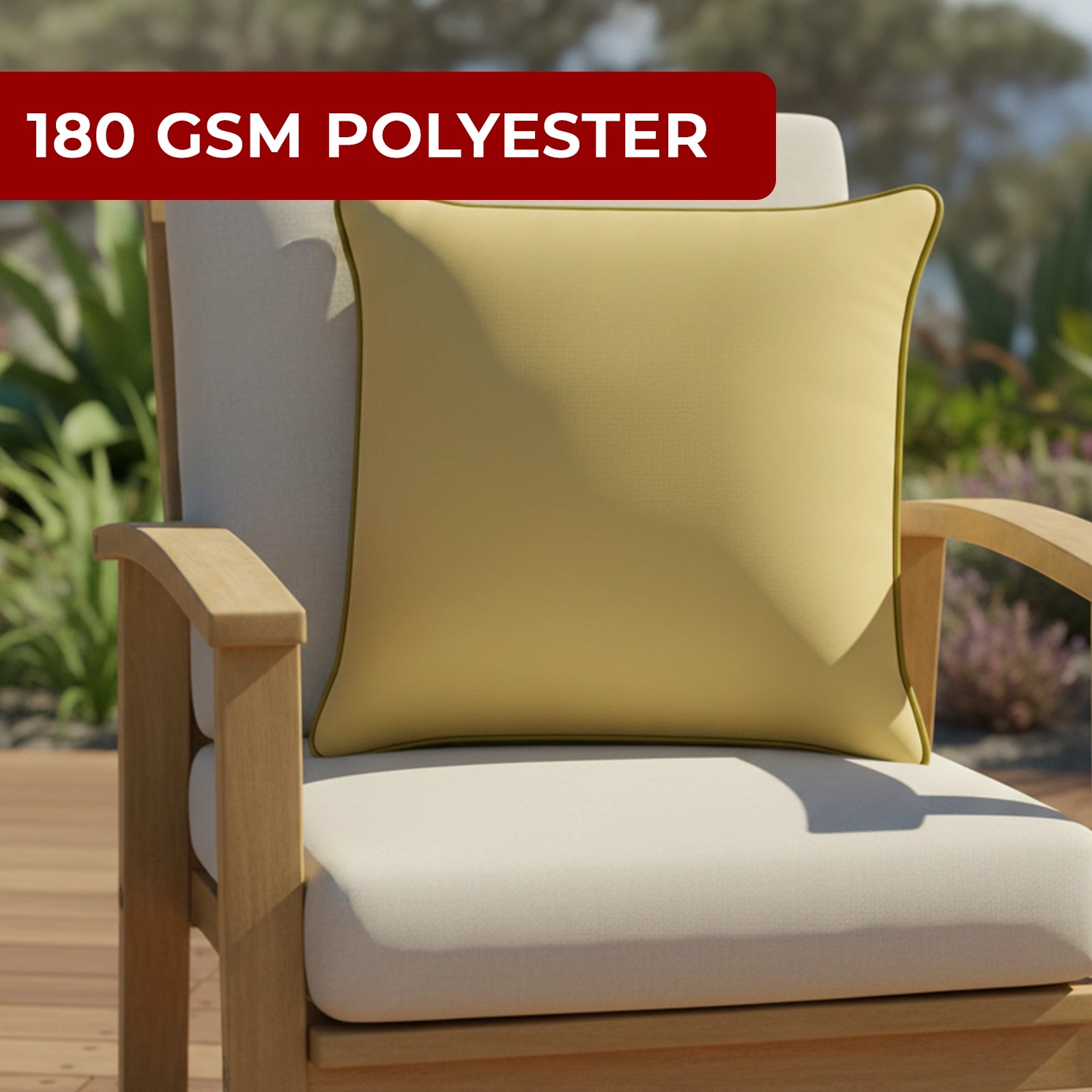 Mojo 45cm Solid Yellow Cushion Cover with Pipe