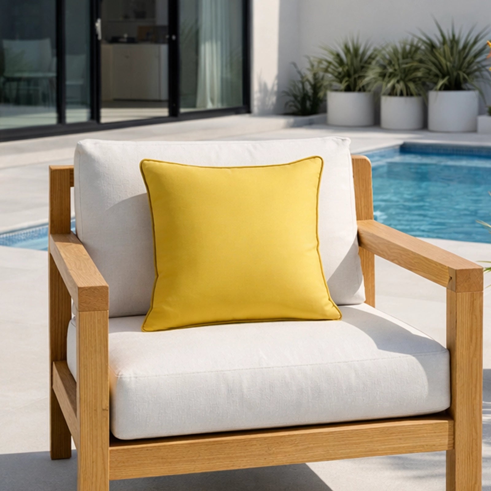 Mojo 45cm Solid Yellow Cushion Cover with Pipe