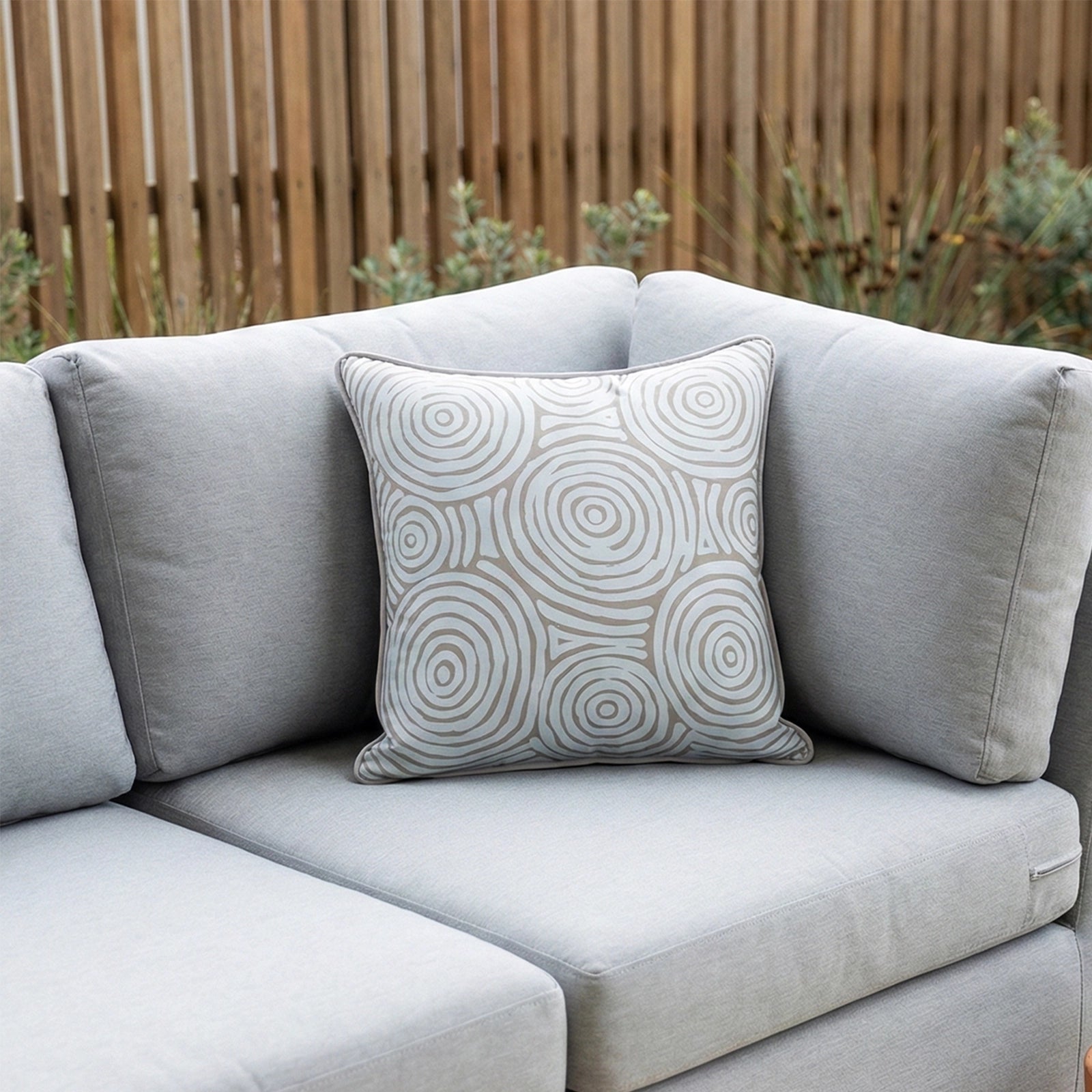 Mojo 45cm Warlu Beige Circles Cushion Cover with Pipe