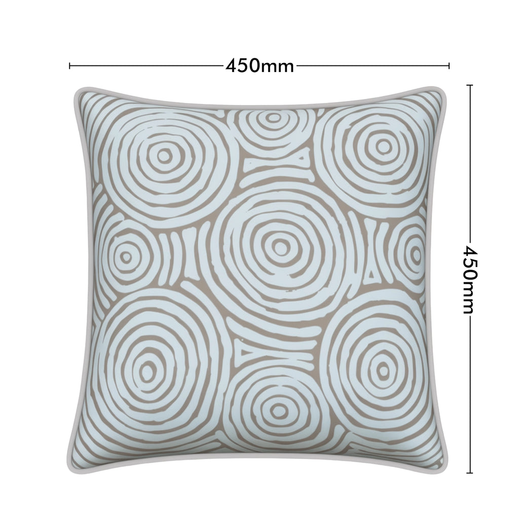 Mojo 45cm Warlu Beige Circles Cushion Cover with Pipe