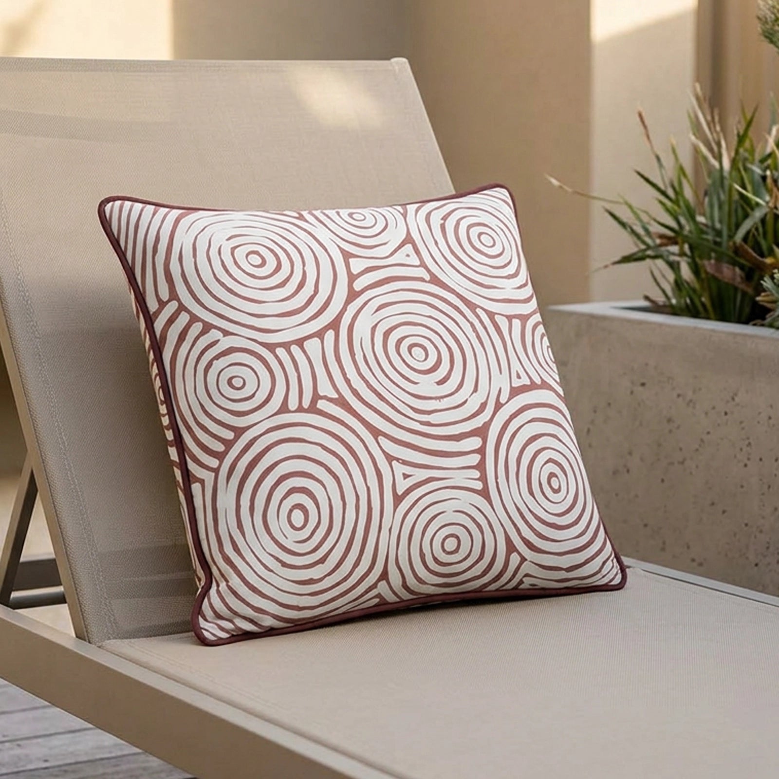 Mojo 45cm Warlu Terracotta Circles Cushion Cover with Pipe