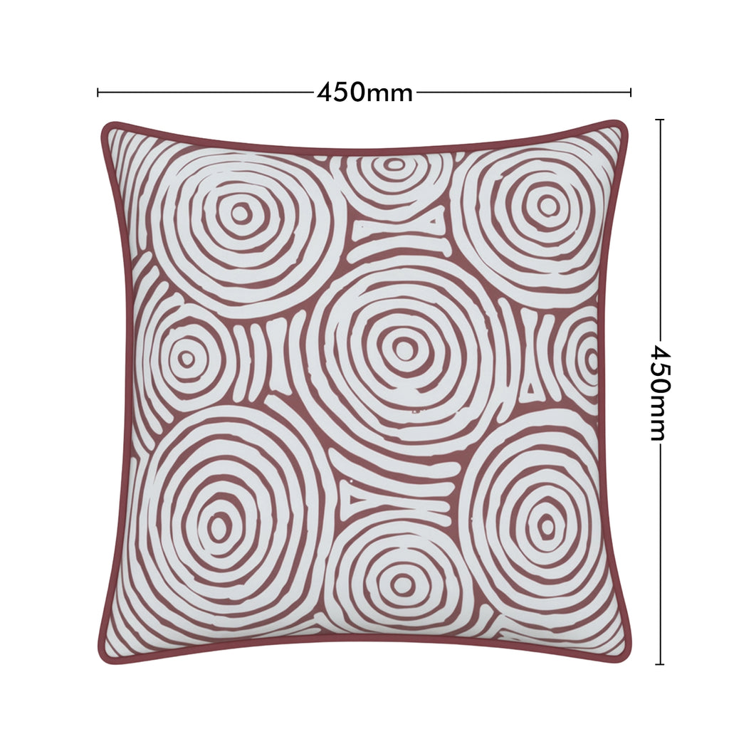 Mojo 45cm Warlu Terracotta Circles Cushion Cover with Pipe