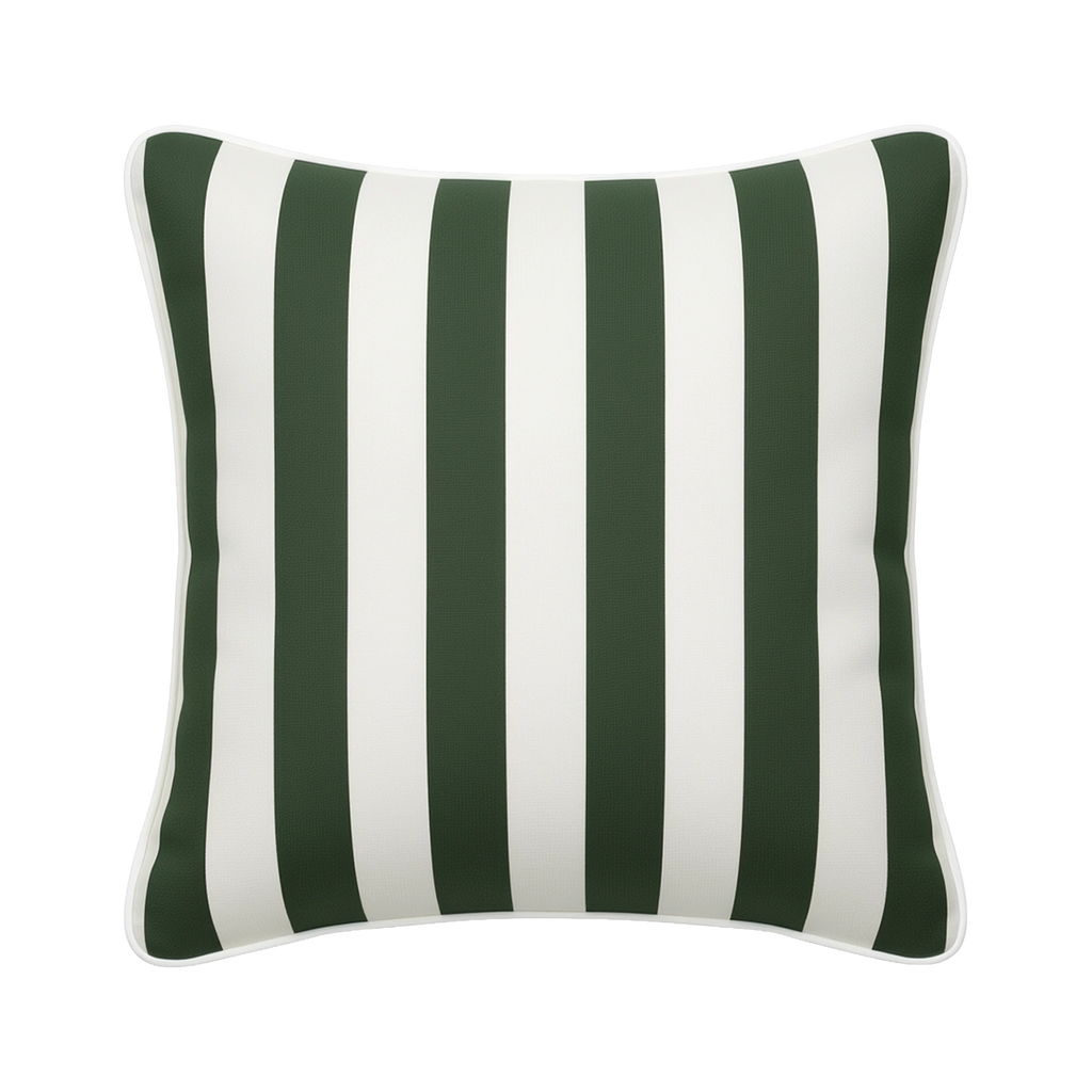Mojo 60cm Cabana Stripe Green Cushion Cover with Pipe