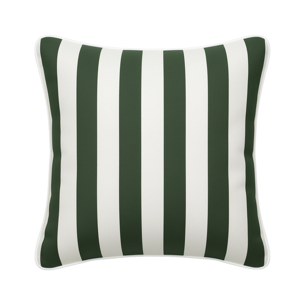 Mojo MJOC0364 60cm Cabana Stripe Green Cushion Cover with Pipe – large piped green stripe outdoor cushion cover
