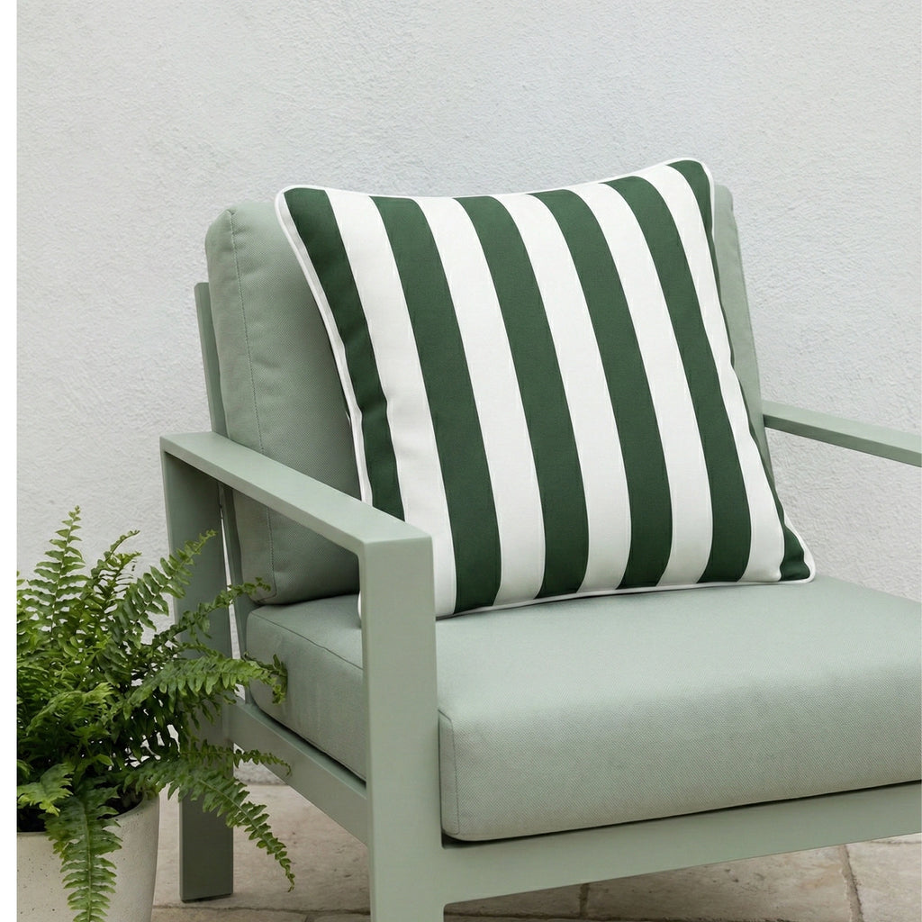Mojo 60cm Cabana Stripe Green Cushion Cover with Pipe