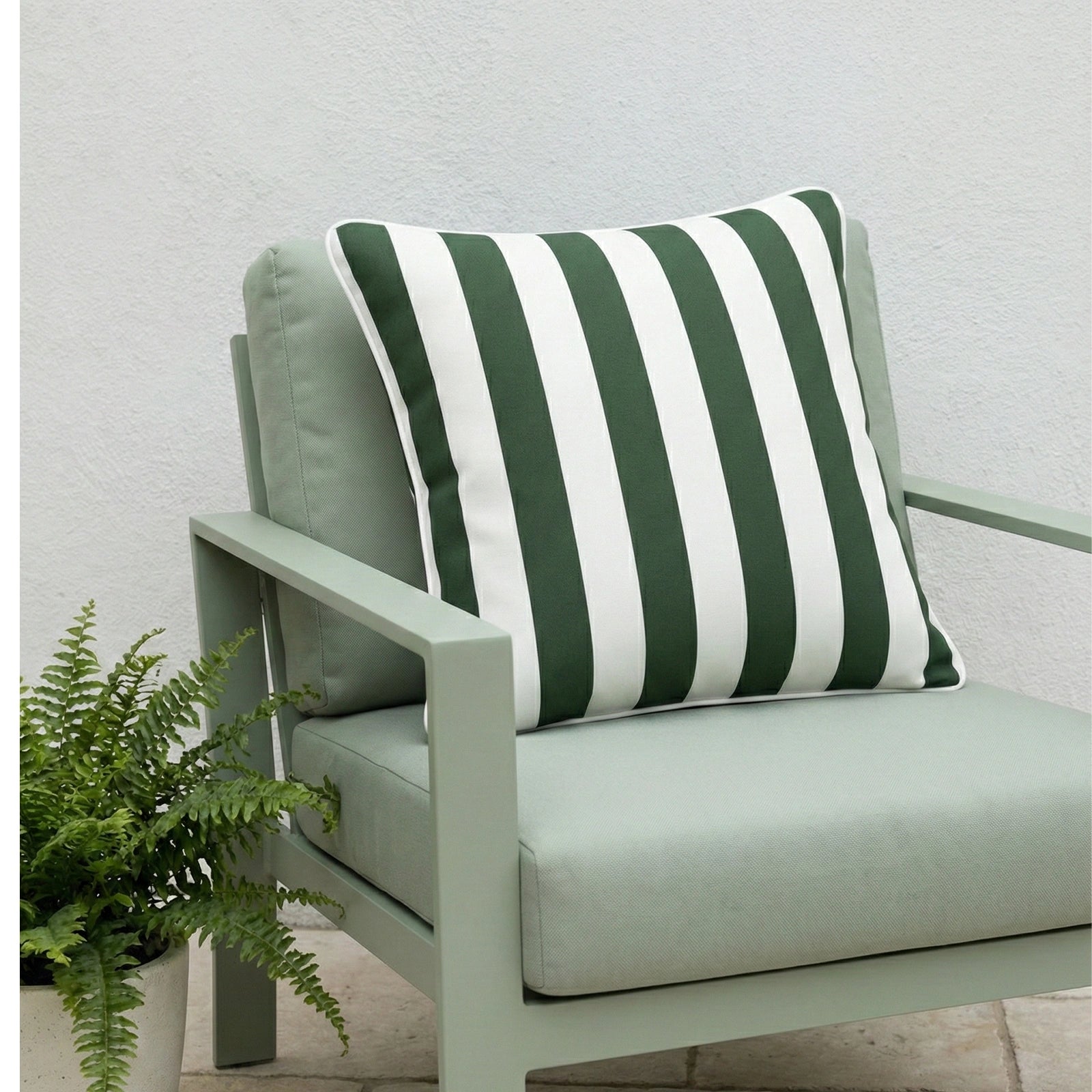 Mojo 60cm Cabana Stripe Green Cushion Cover with Pipe