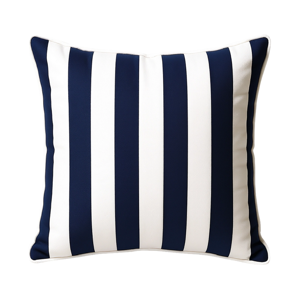 Mojo 60cm Cabana Stripe Navy Cushion Cover with Pipe