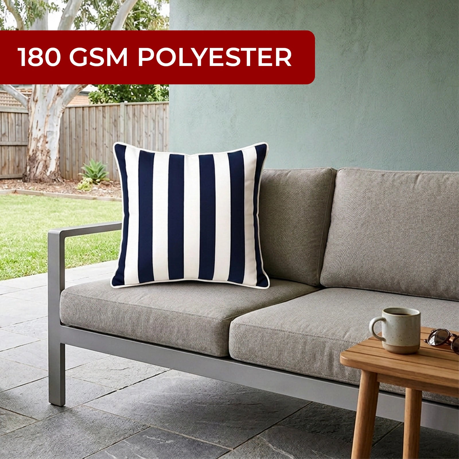 Mojo 60cm Cabana Stripe Navy Cushion Cover with Pipe