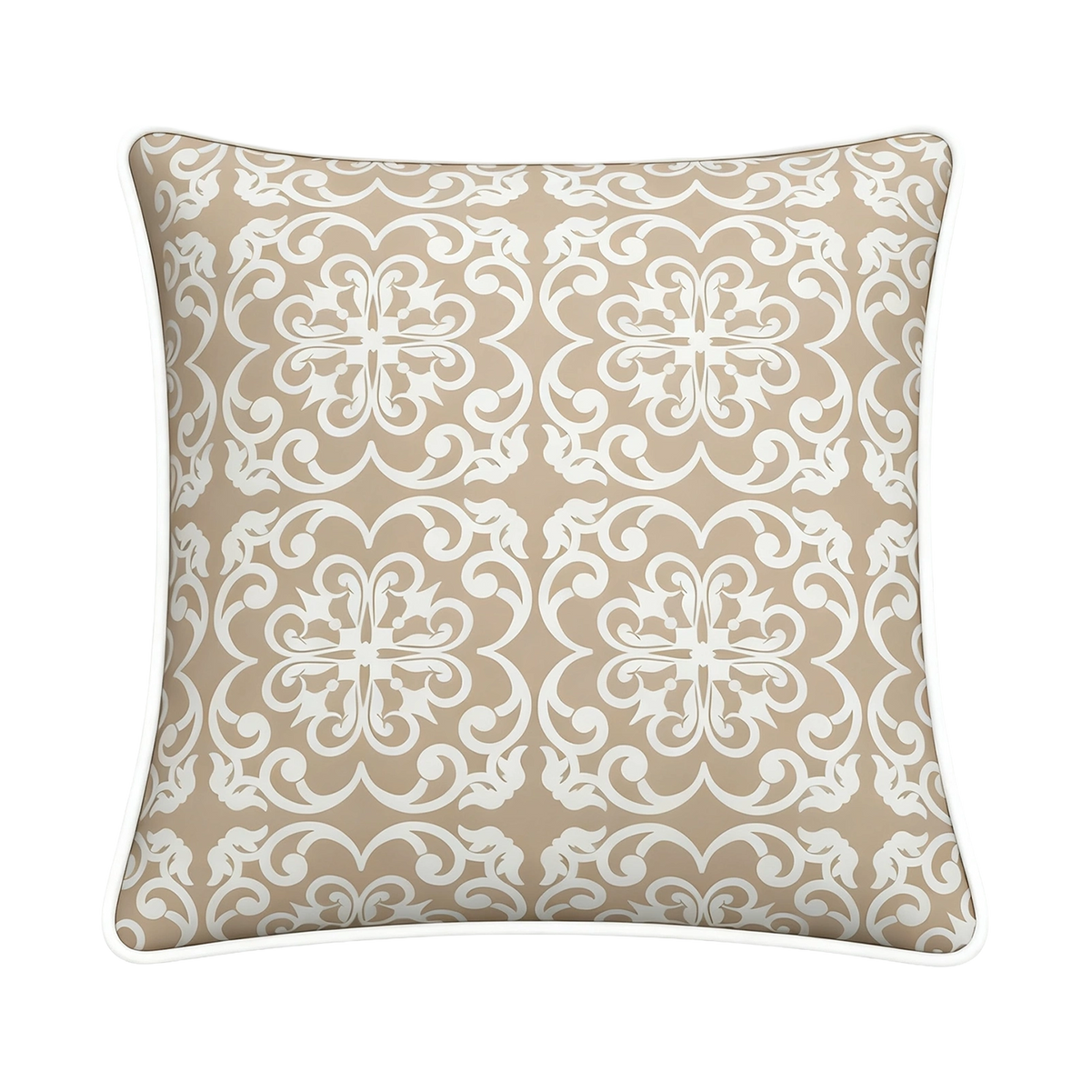 Mojo MJOC0357 60cm Moroccan Beige Cushion Cover with Pipe – large piped beige Moroccan print outdoor cushion cover