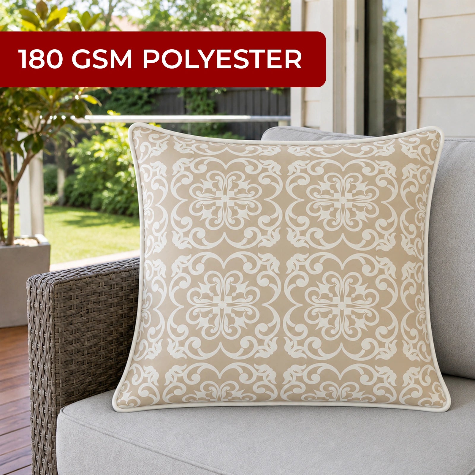 Mojo 60cm Moroccan Beige Cushion Cover with Pipe