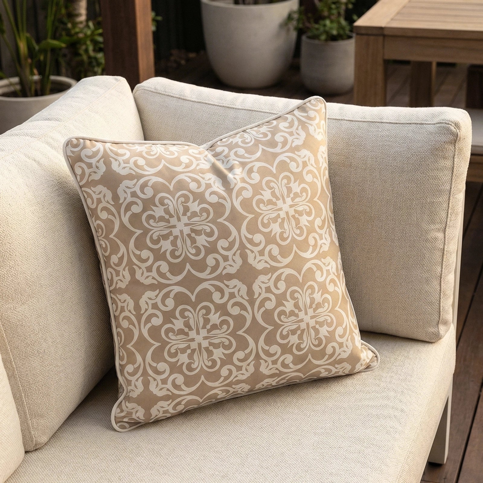 Mojo 60cm Moroccan Beige Cushion Cover with Pipe