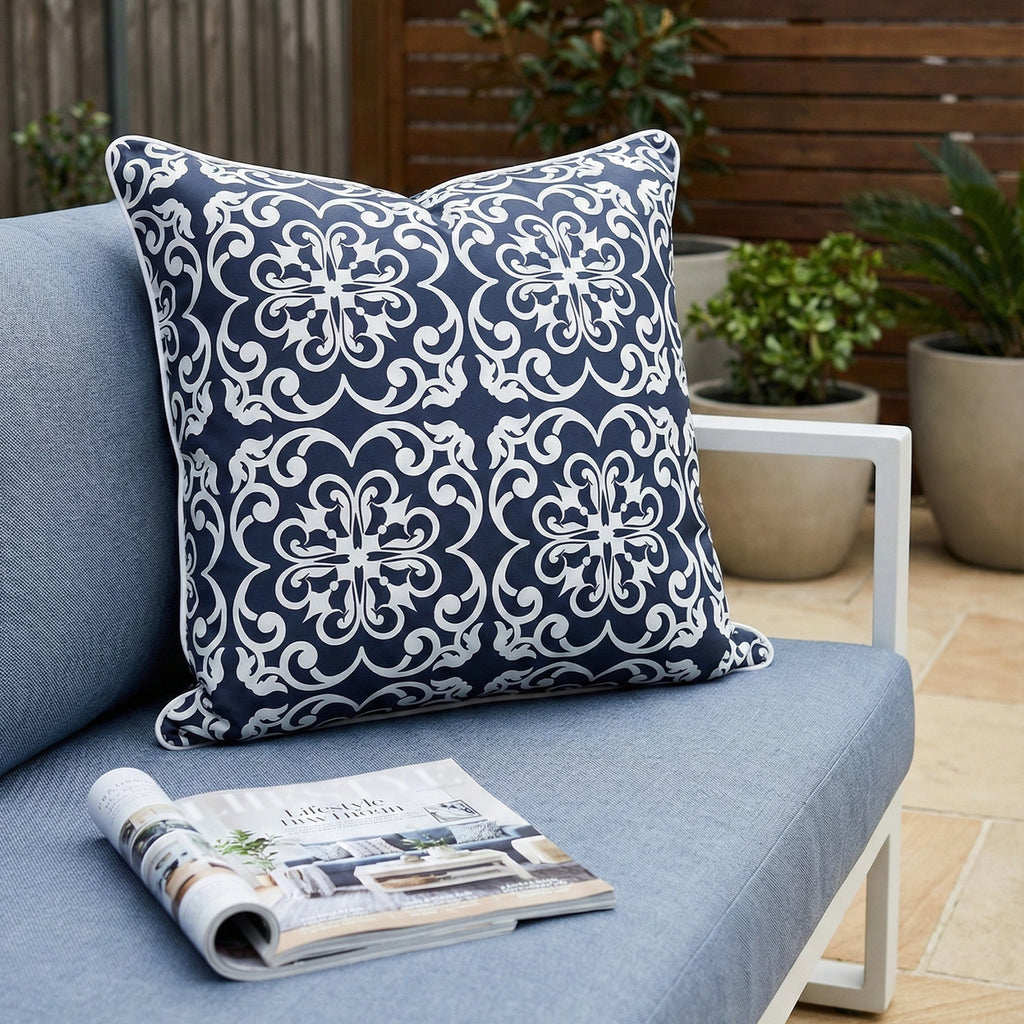Mojo 60cm Moroccan Navy Cushion Cover with Pipe