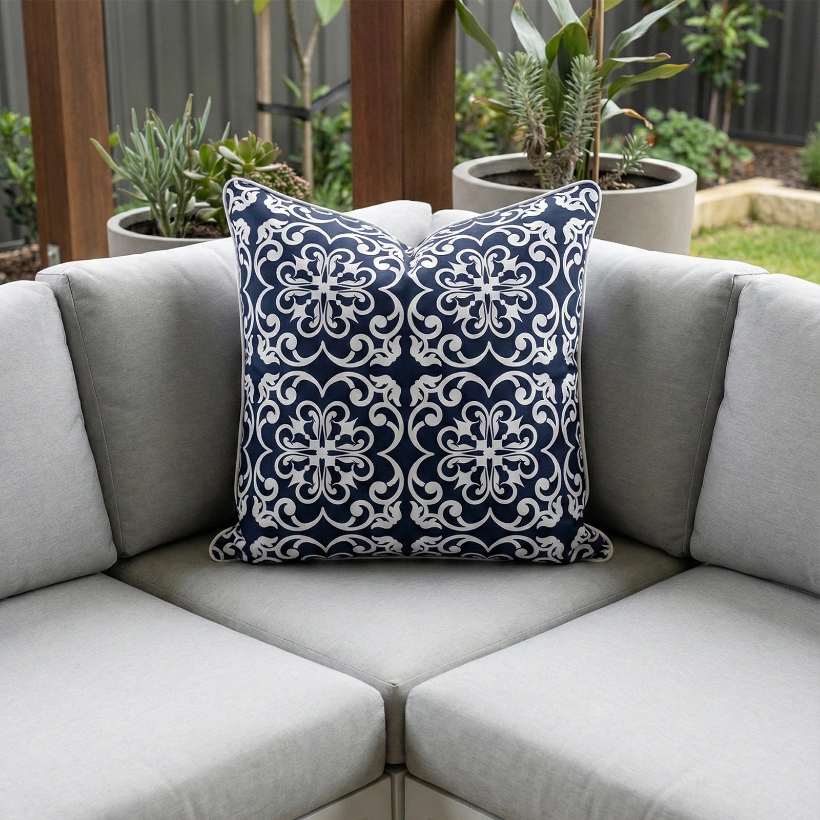 Mojo 60cm Moroccan Navy Cushion Cover with Pipe