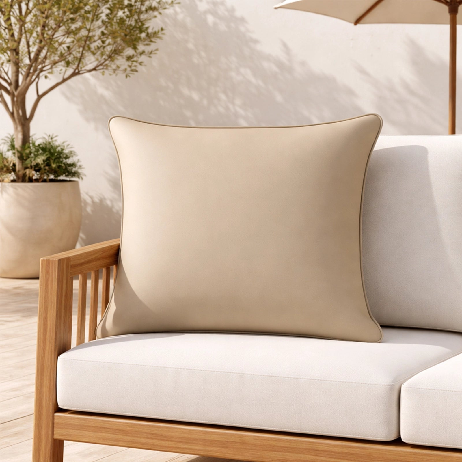 Mojo 60cm Solid Beige Cushion Cover with Pipe
