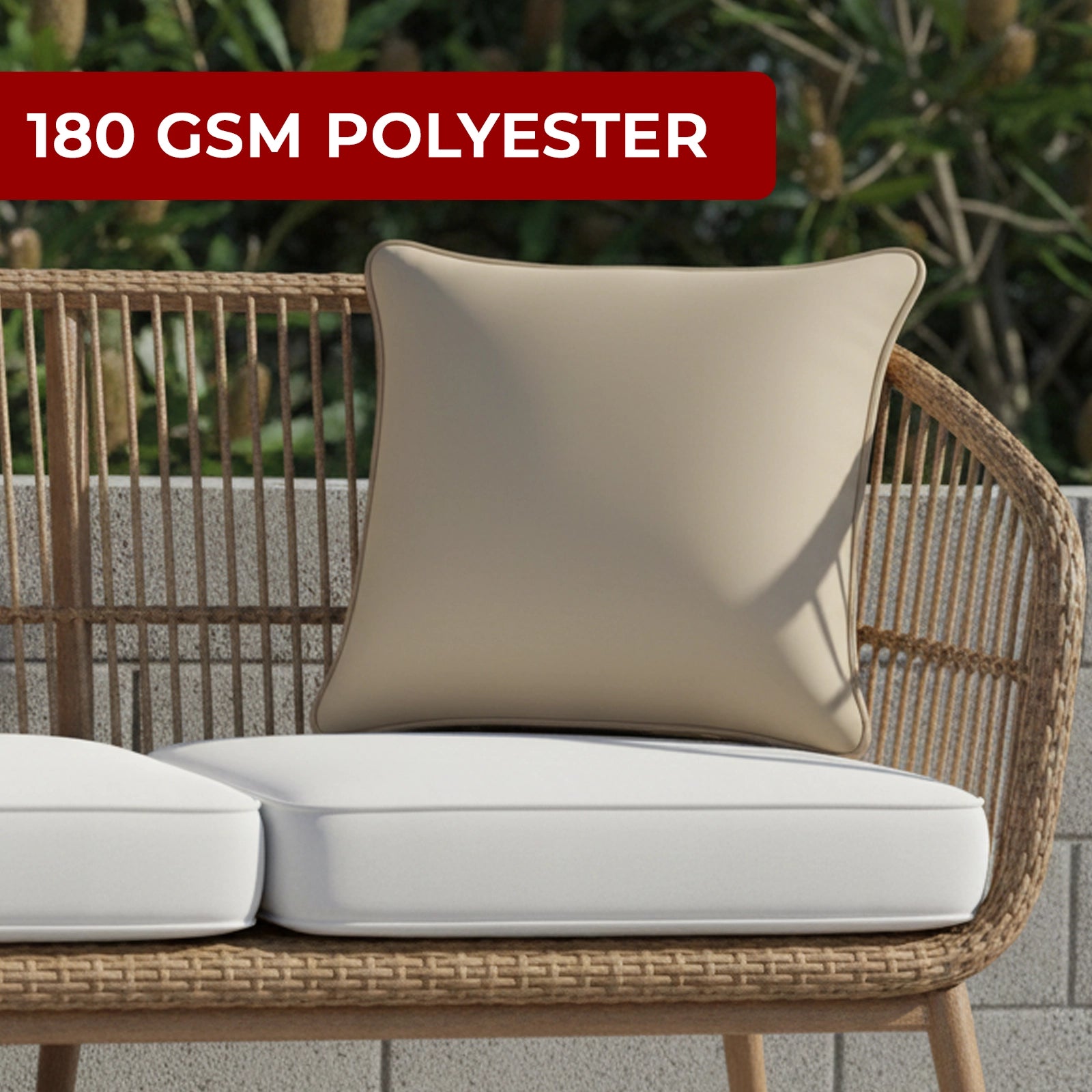 Mojo 60cm Solid Beige Cushion Cover with Pipe