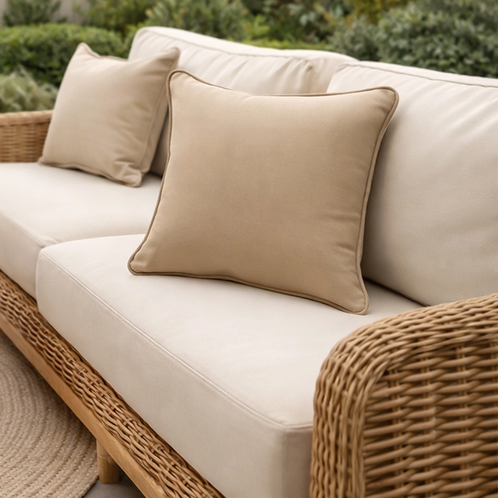 Mojo 60cm Solid Beige Cushion Cover with Pipe