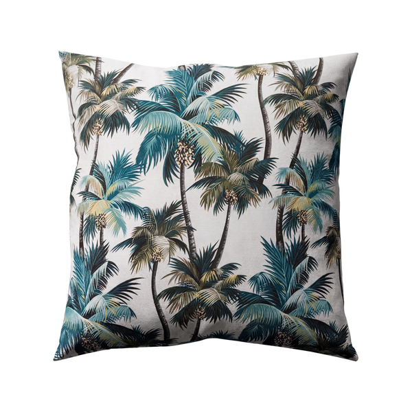 Mojo MJOC0071 60cm L.A. Palm White Cushion Cover – large tropical palm print white outdoor cushion cover for alfresco styling