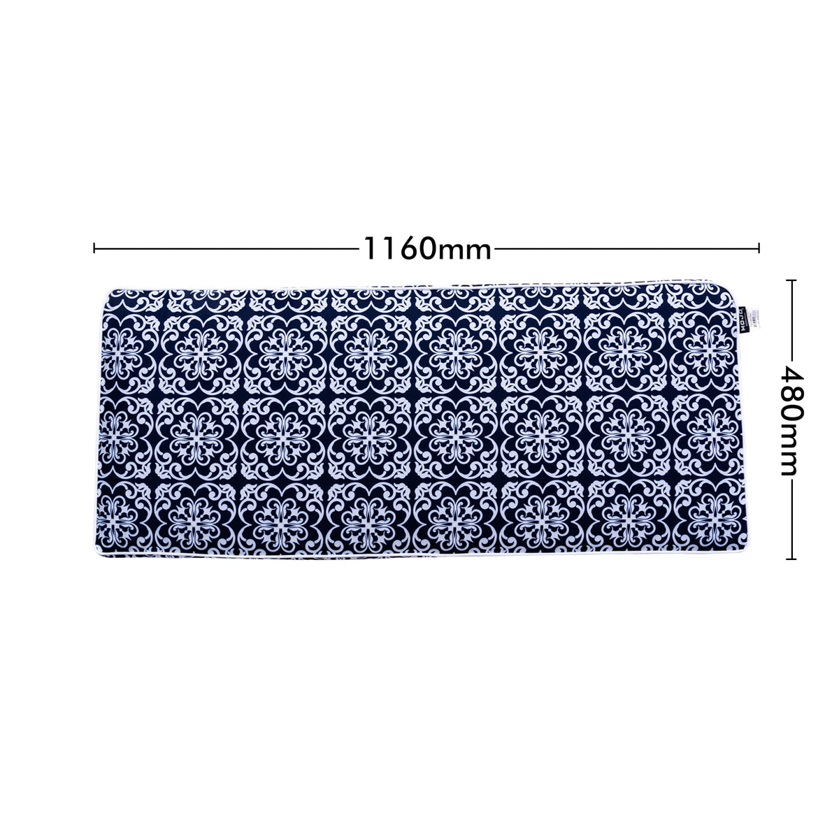 Mojo MJOC0398 Moroccan Navy Outdoor Bench Cushion – patterned navy waterproof cushion for outdoor benches and garden seats
