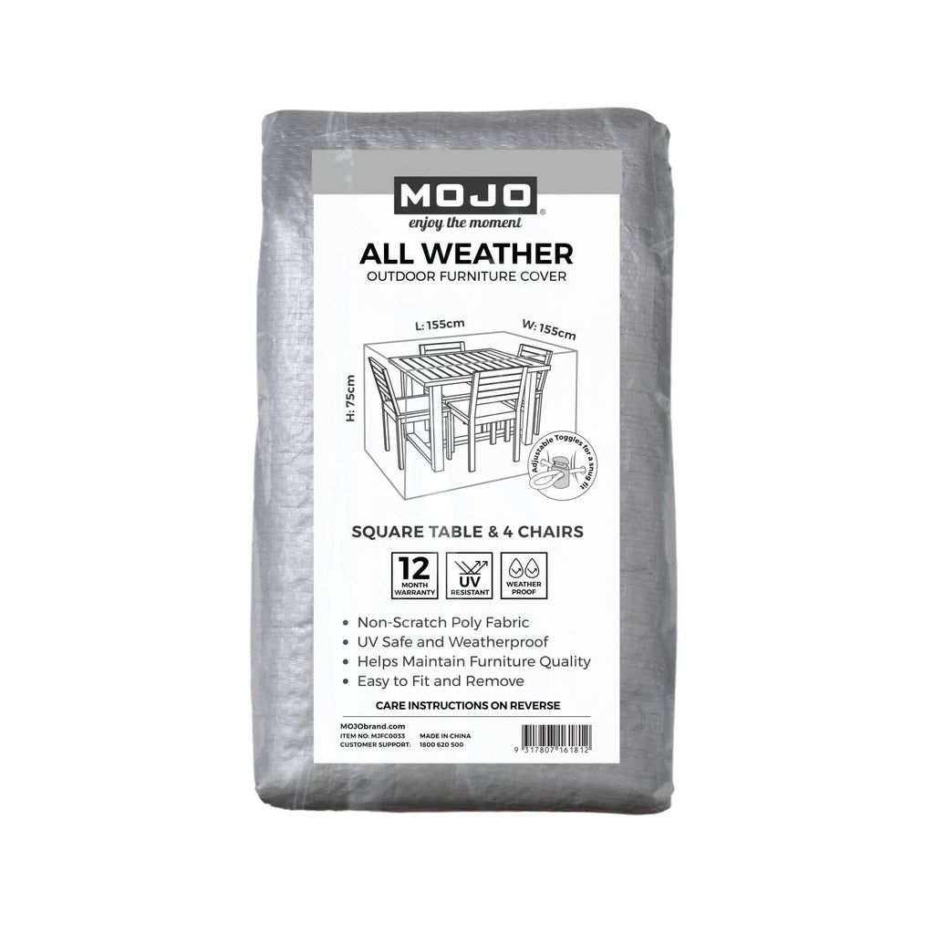 Mojo 155cm Square All-Weather Table & Chairs All-Weather Outdoor Furniture Cover