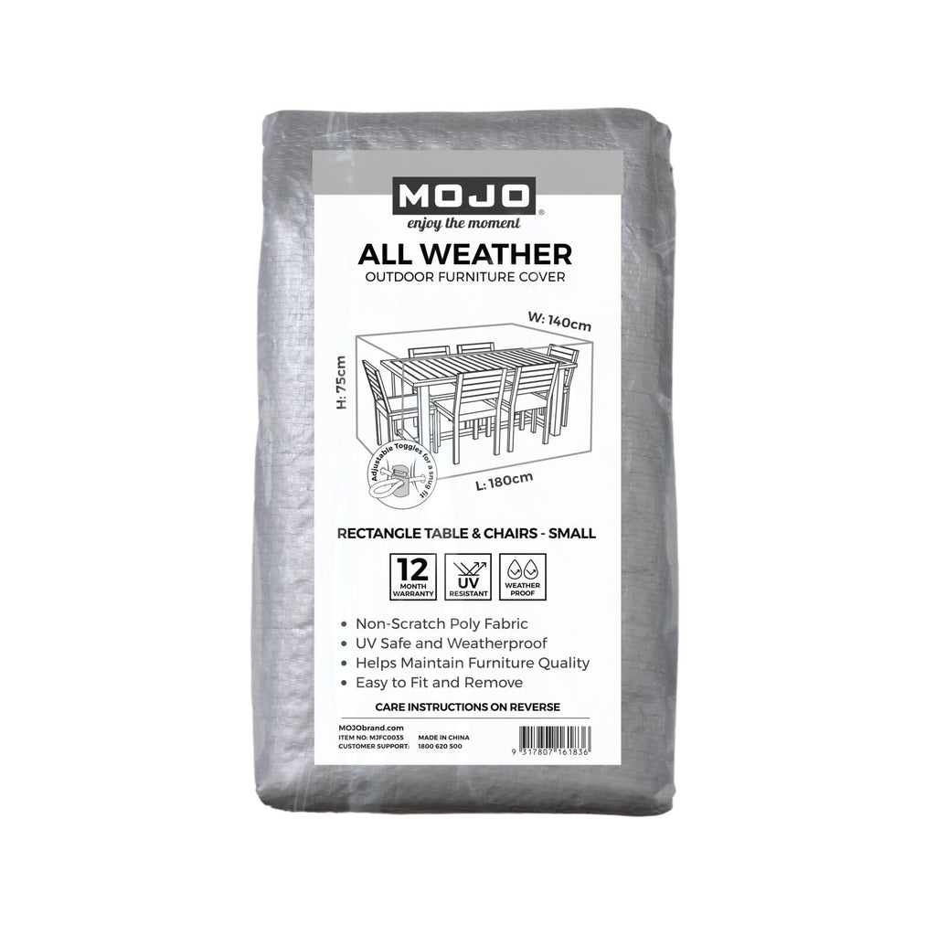 Mojo 180cm Small All-Weather Rectangle Table & Chairs Outdoor Furniture Cover