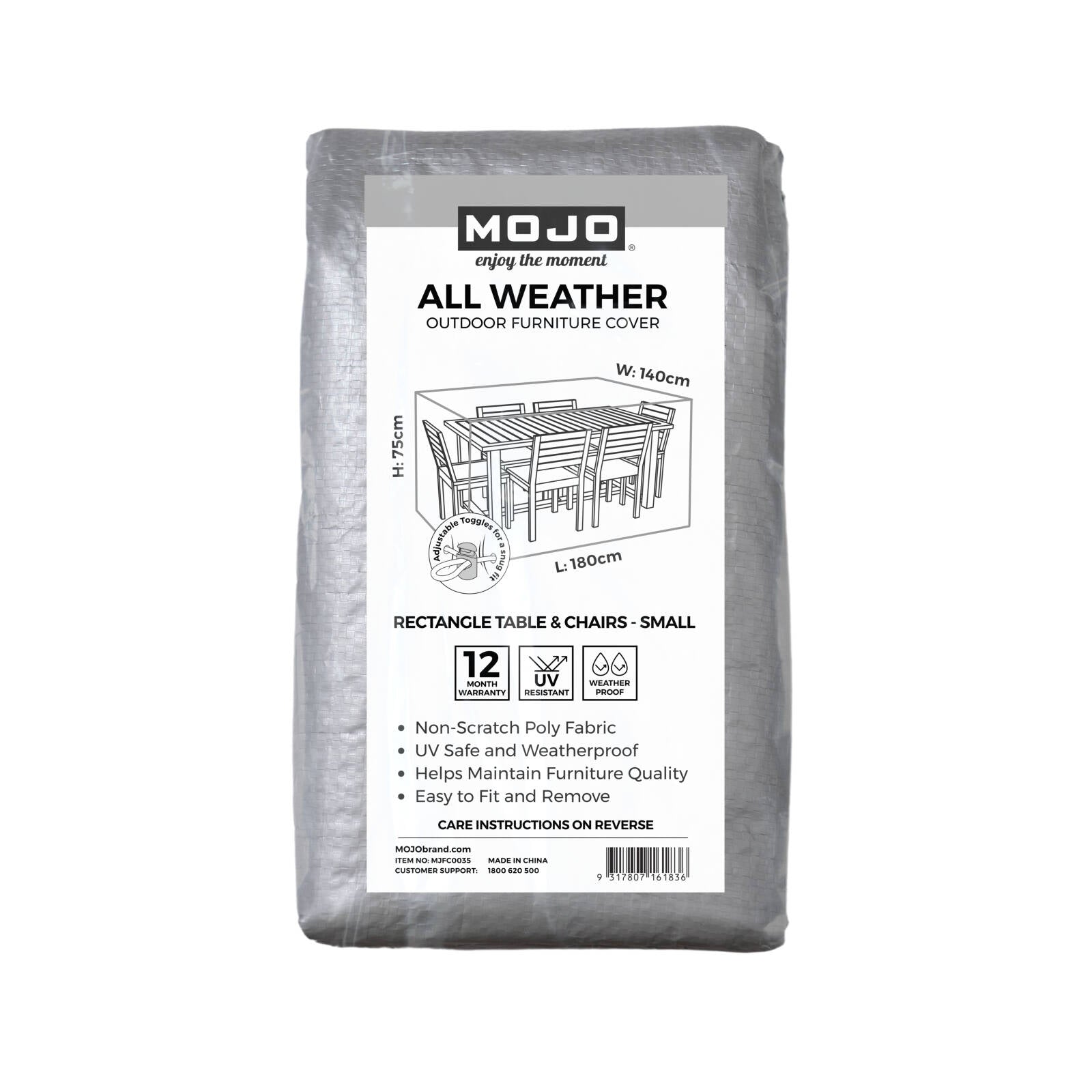 Mojo 180cm Small All-Weather Rectangle Table & Chairs Outdoor Furniture Cover