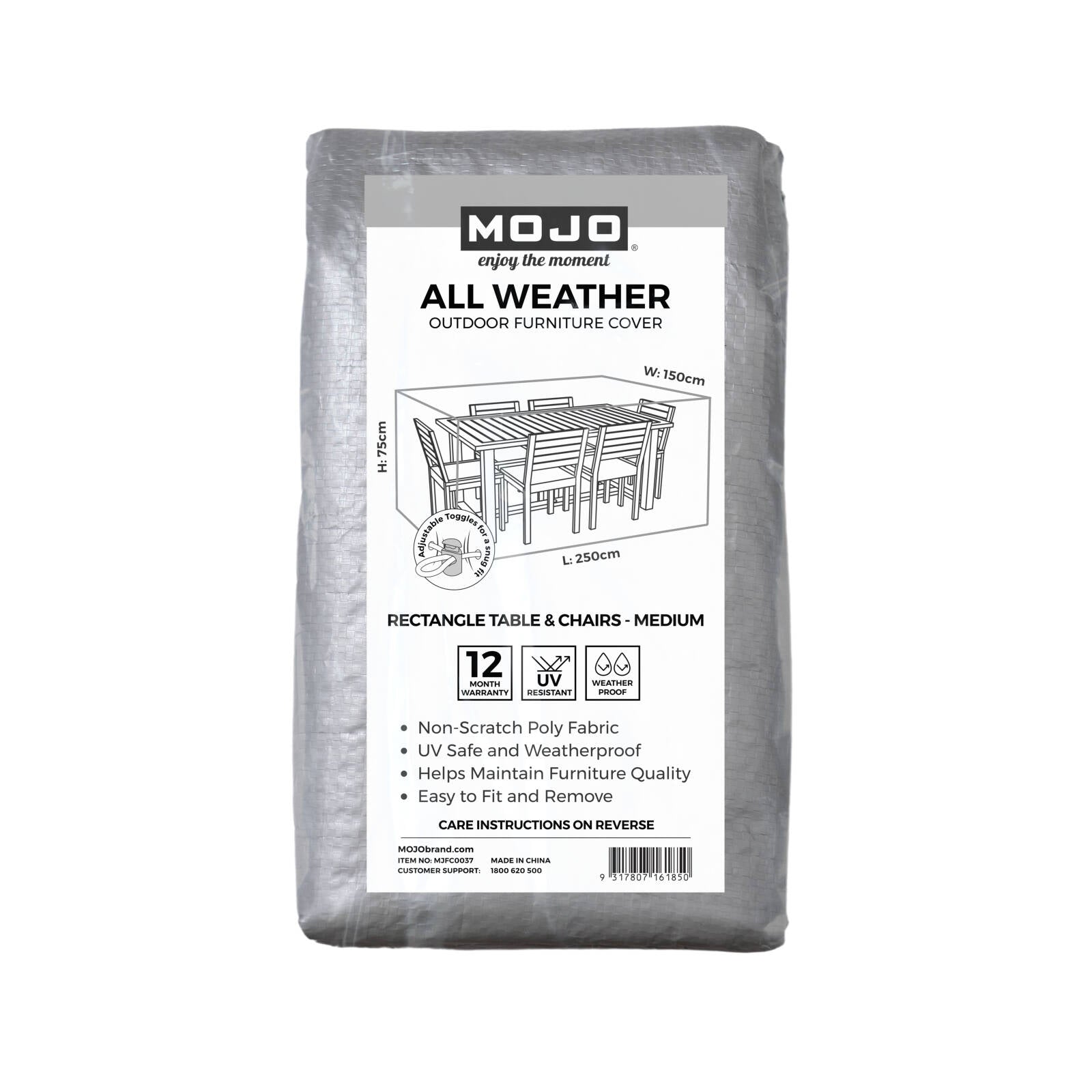 Mojo 250cm Medium All-Weather Rectangle Table & Chairs Outdoor Furniture Cover