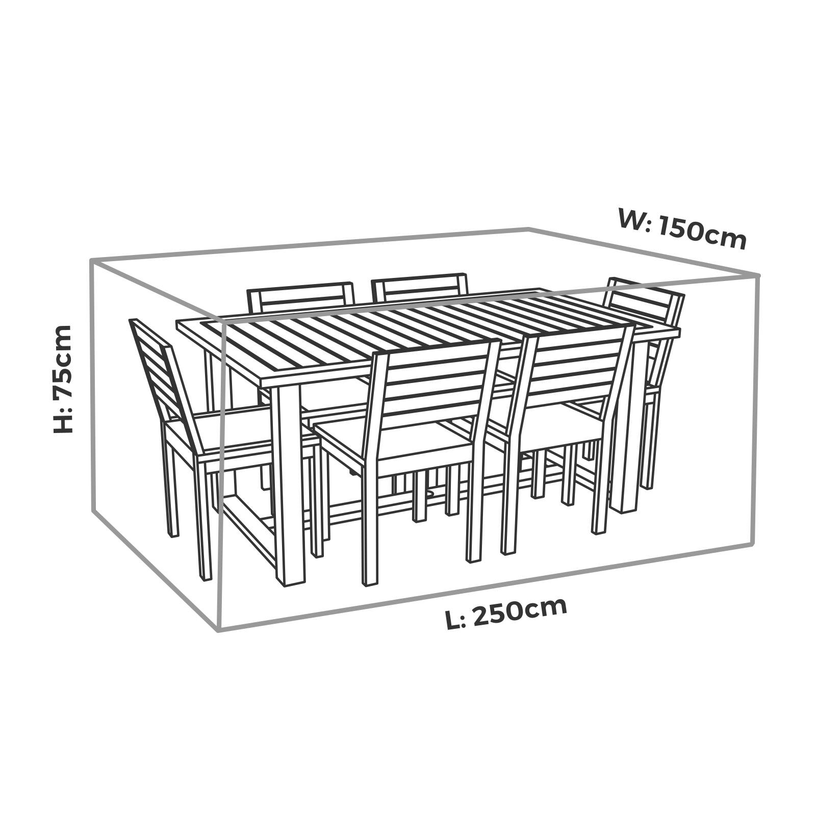 Mojo 250cm Medium All-Weather Rectangle Table & Chairs Outdoor Furniture Cover