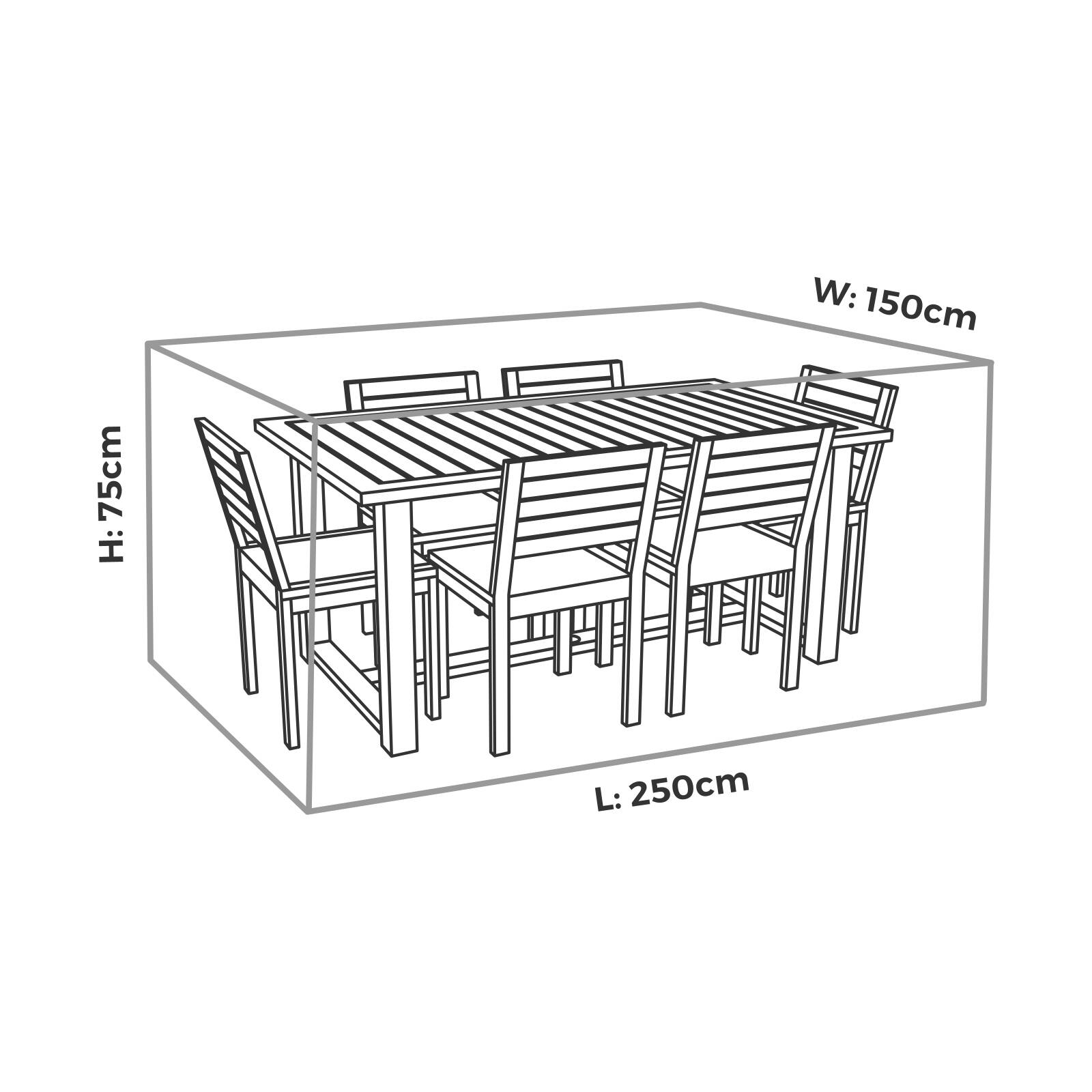 Mojo 250cm Medium Rectangle Table & Chairs Premium Outdoor Furniture Cover
