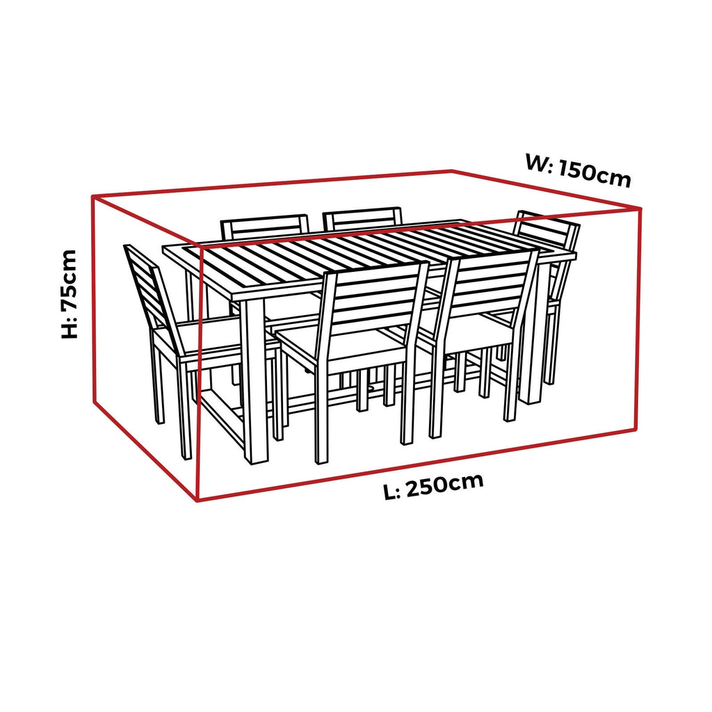 Mojo 250cm Medium Ultimate Outdoor Rectangle Table and Chairs Furniture Cover