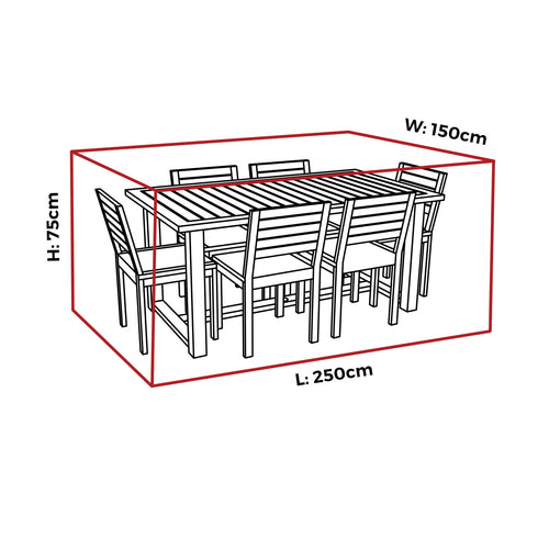 Mojo 250cm Medium Ultimate Outdoor Rectangle Table and Chairs Furniture Cover