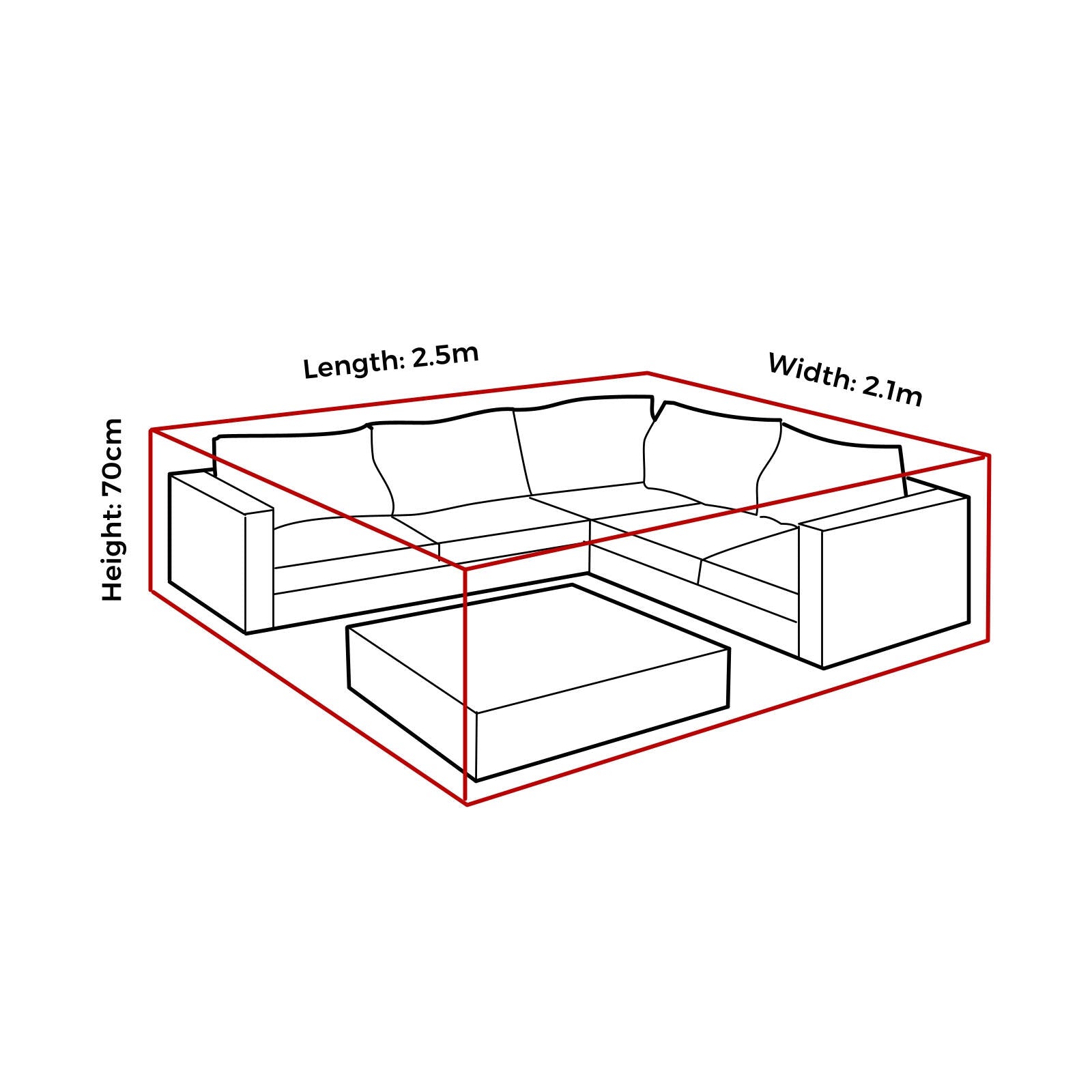 Mojo 250cm Rectangle  Corner Lounge with Coffee Table Ultimate Outdoor Furniture Cover