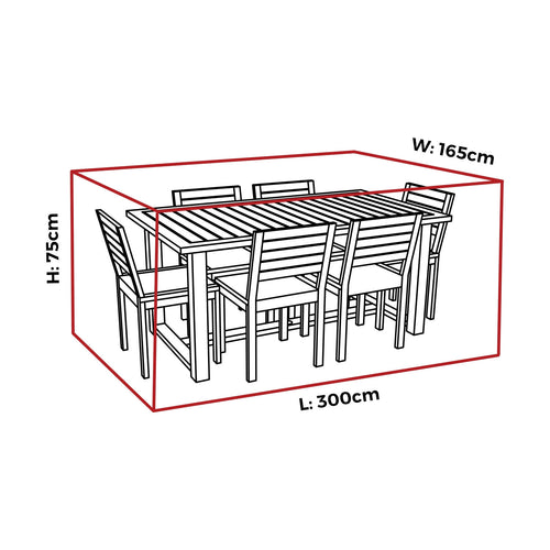 Mojo 300cm Large Ultimate Rectangle Table & Chairs Outdoor Furniture Cover