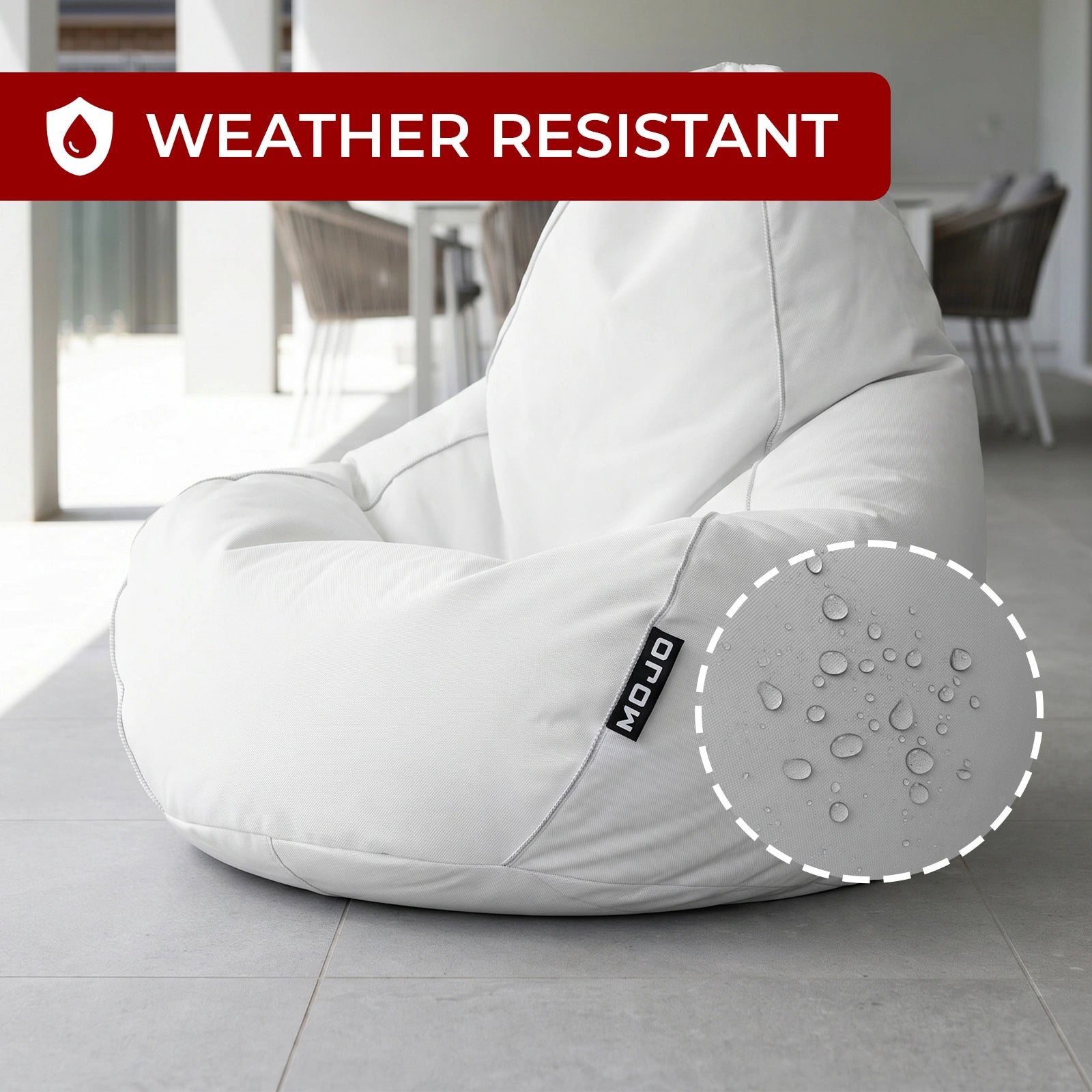 Mojo 33cm White Outdoor Bean Bag Cover
