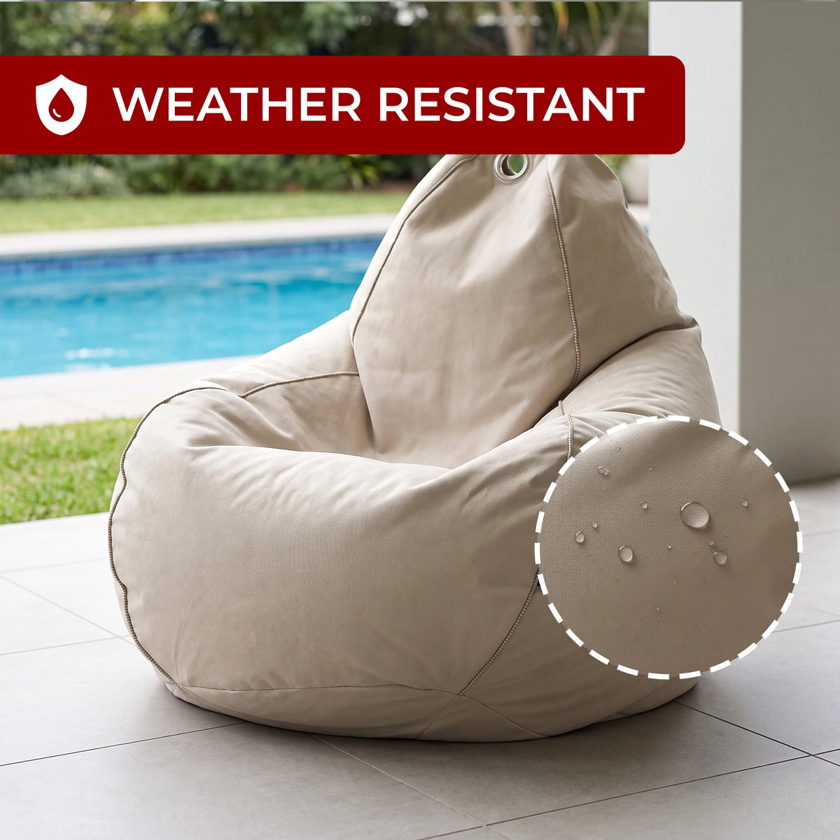 Mojo MJOF0043 Beige Outdoor Bean Bag Cover – durable UV-resistant beige bean bag cover for outdoor garden lounging