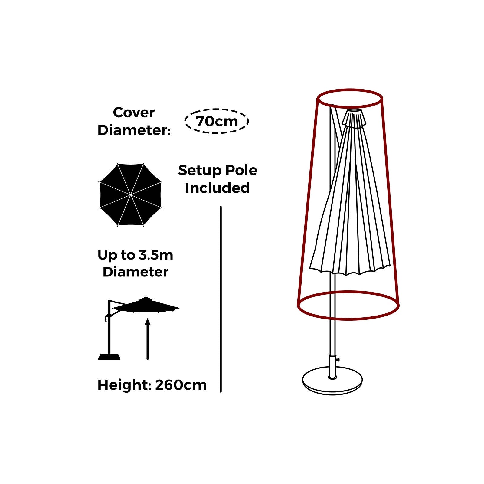 Mojo 39cm Ultimate Outdoor Furniture Cover Cantilever Umbrella