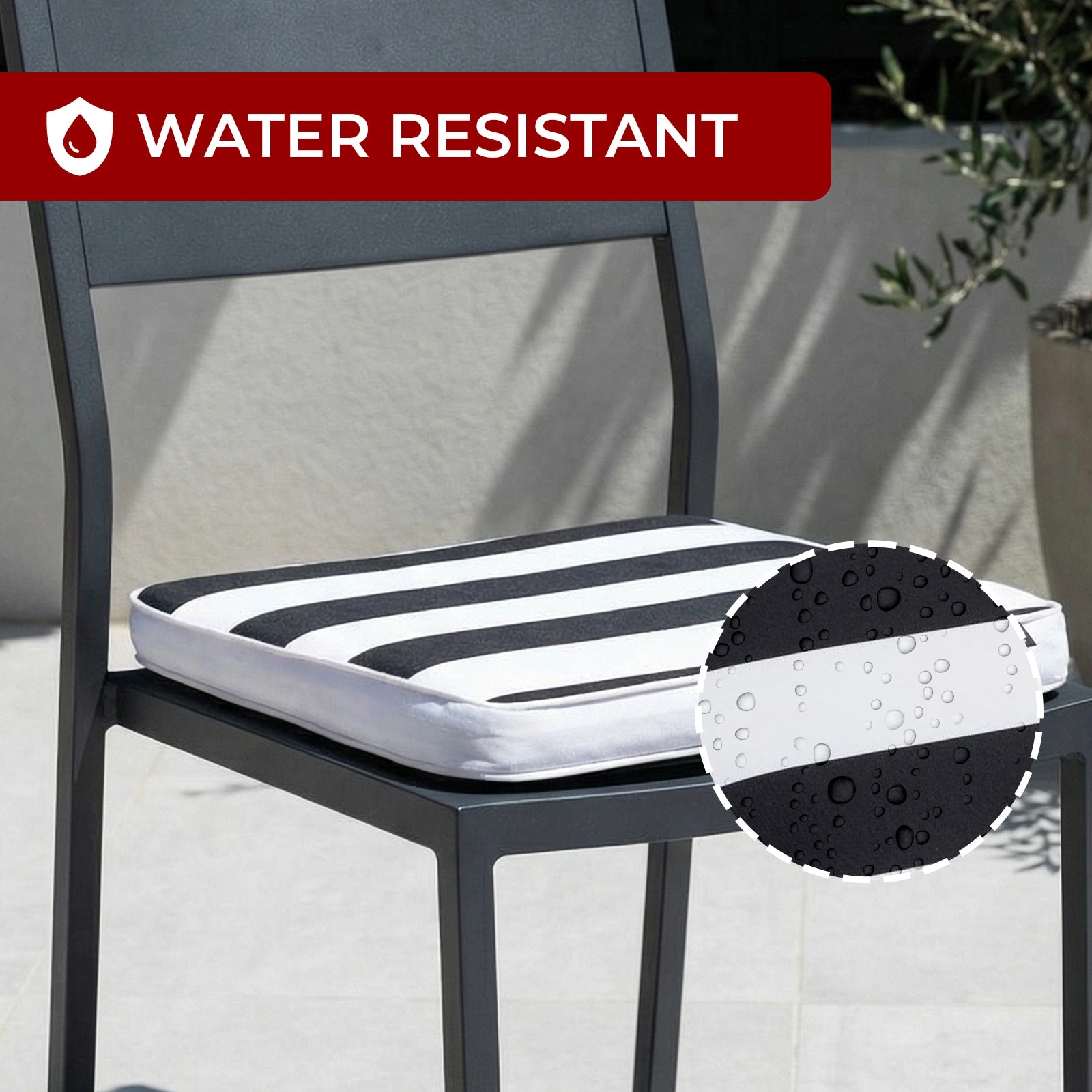 Mojo 42cm Blue & White Outdoor St Tropez Square Chair Cushion