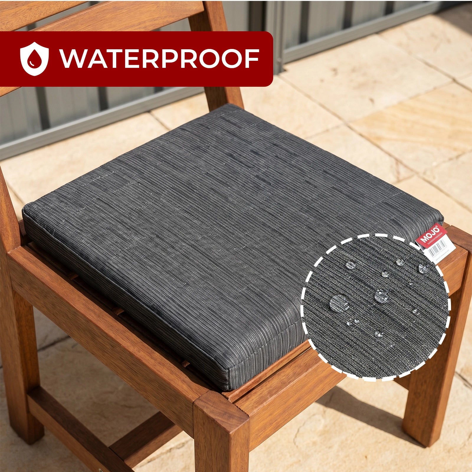 Mojo 42cm Charcoal Weathertex Square Outdoor Cushion