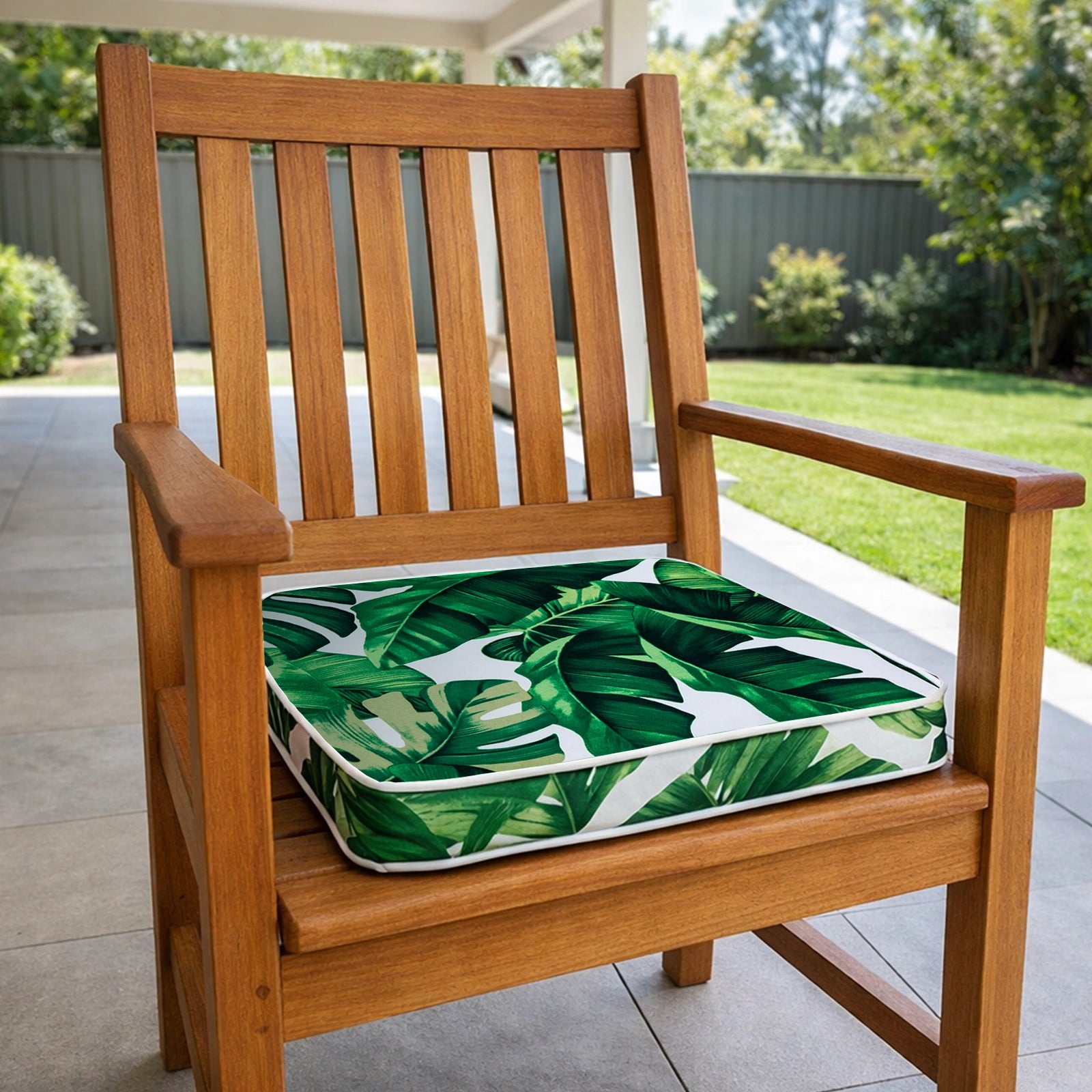 Mojo 42cm Green & White Foliage Design Outdoor Square Cushion