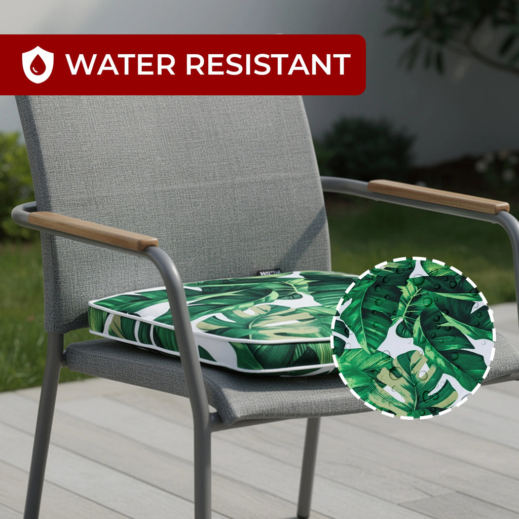 Mojo 42cm Green & White Foliage Design Outdoor Square Cushion