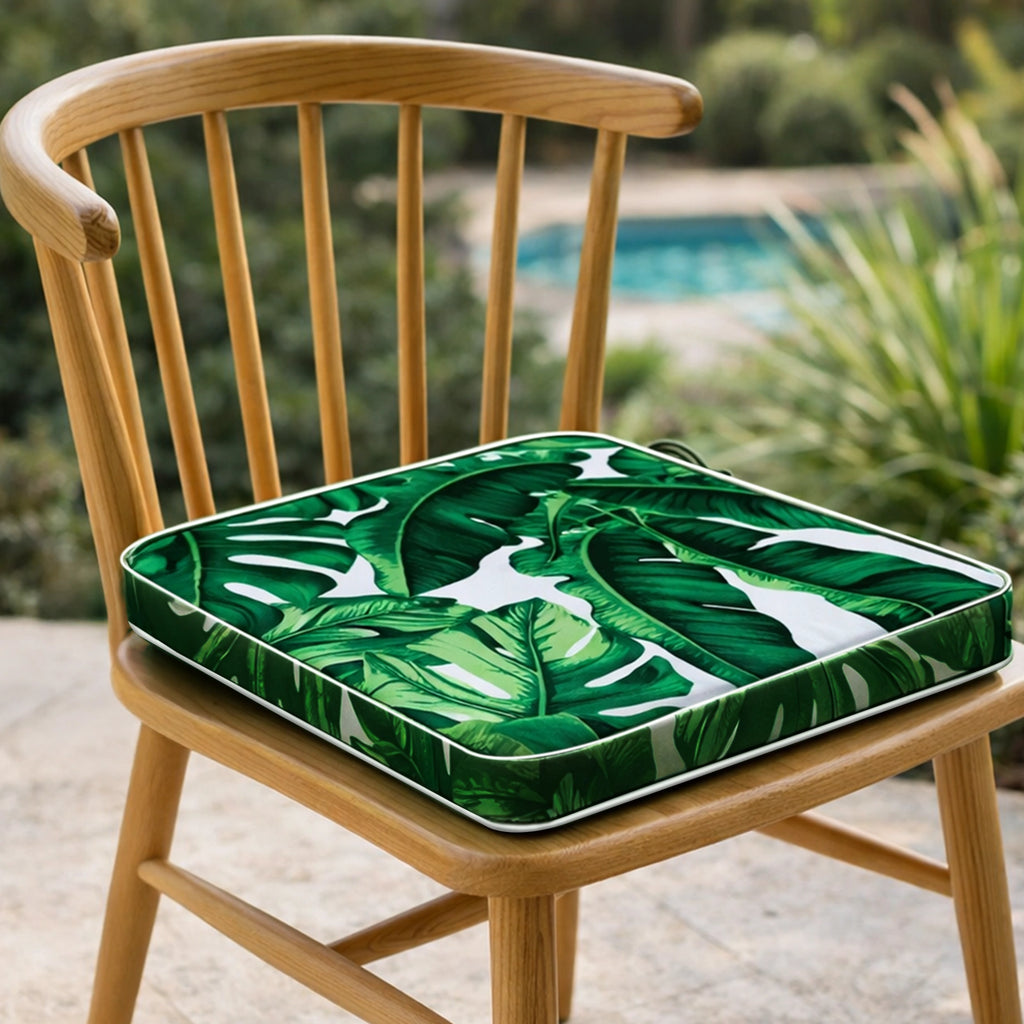 Mojo 42cm Green & White Foliage Design Outdoor Square Cushion