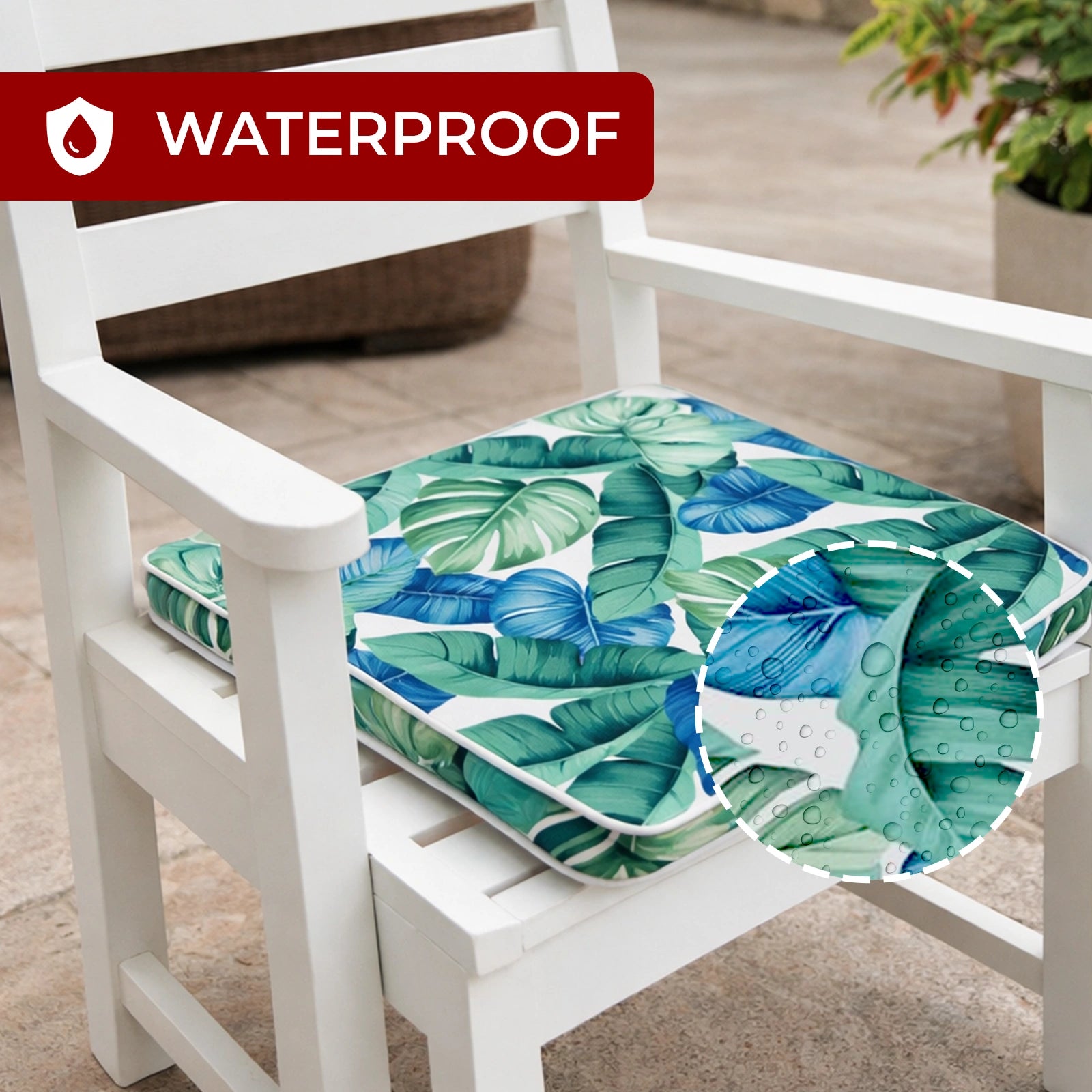 Mojo 42cm Multi/Assorted Outdoor Leaf Square Chair Cushion
