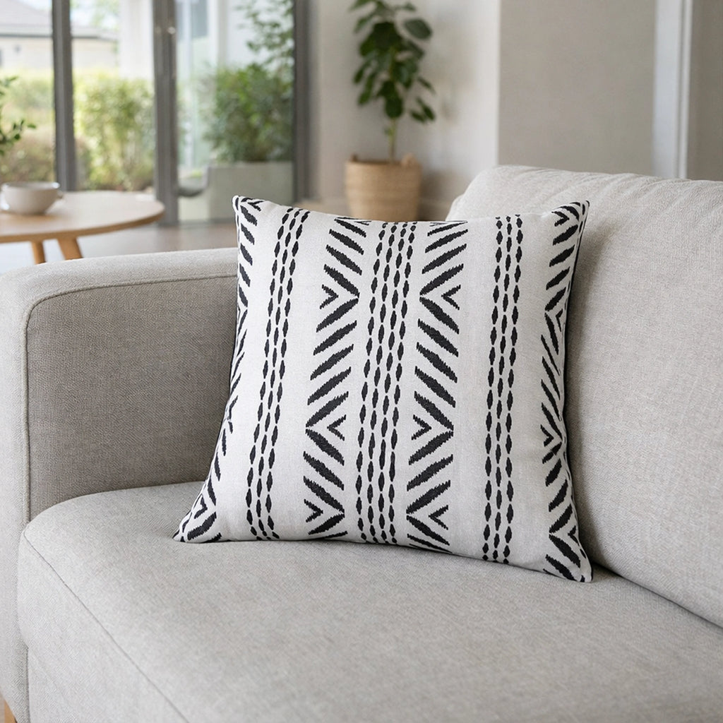 Mojo 45cm Black & White Tribal Cushion Cover