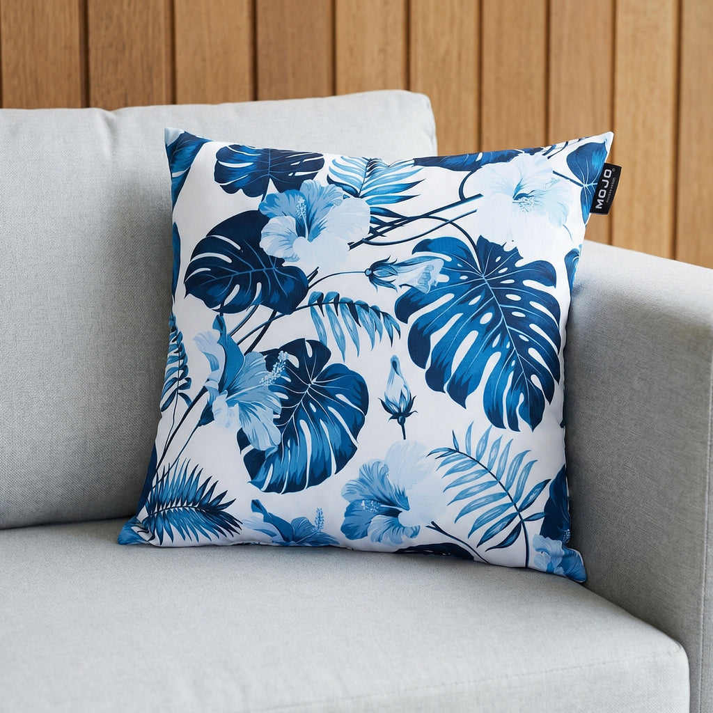 Mojo 45cm Blue Leaf Cushion Cover