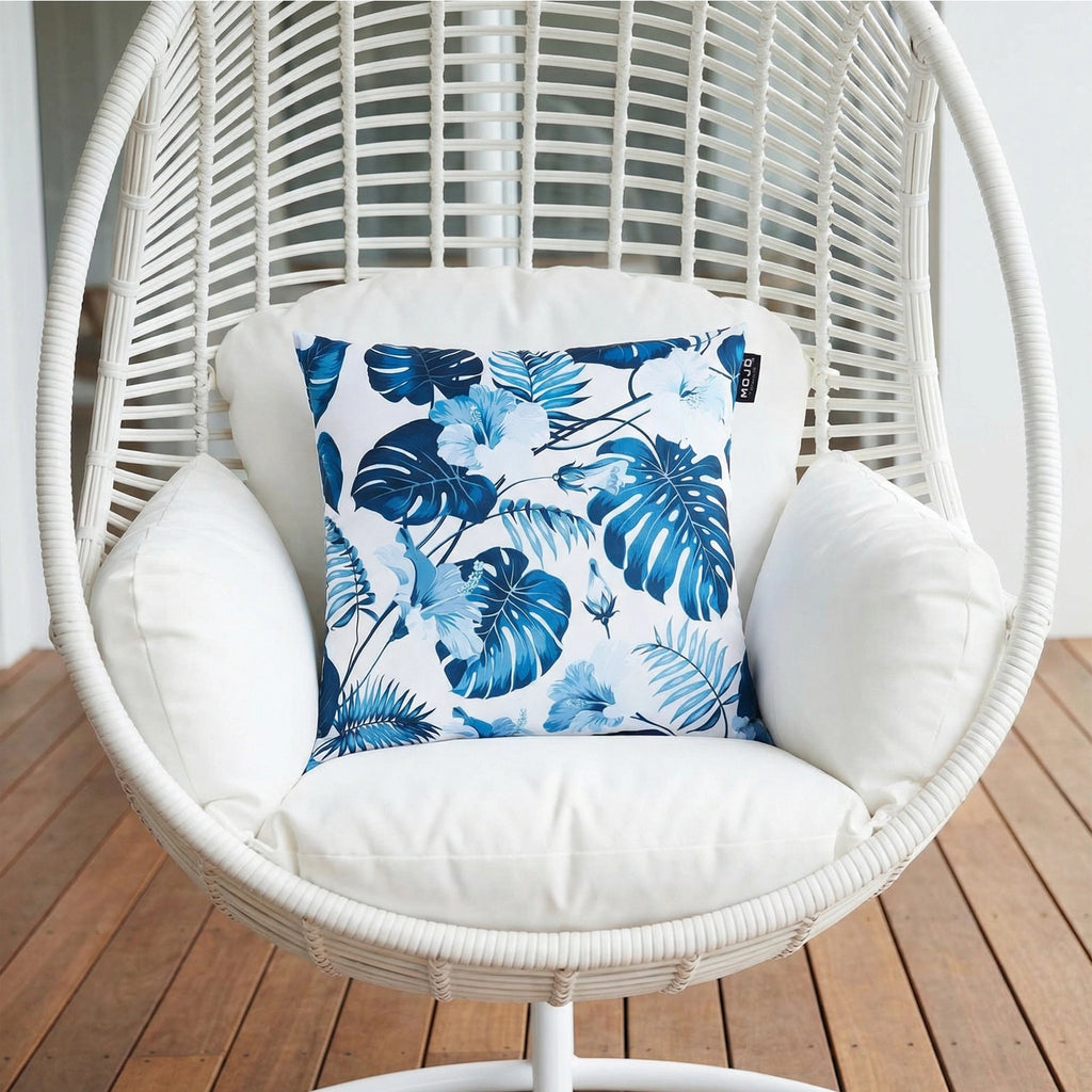 Mojo 45cm Blue Leaf Cushion Cover